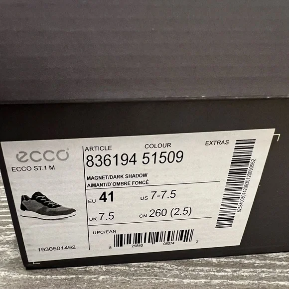 ECCO ST.1 Sneaker Magnet Dark Shadow Suede
Comfort Shoes Men's Size 7.5 - Picture 5 of 5